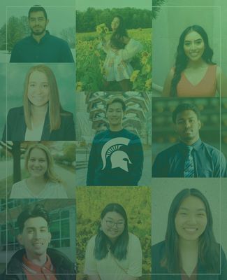 Collage of the ten MSU Homecoming Court members' headshots