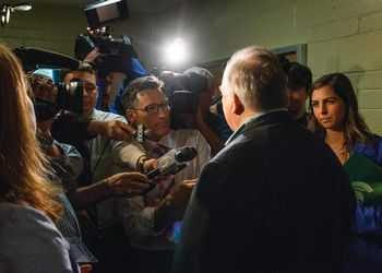 Engler with the Media