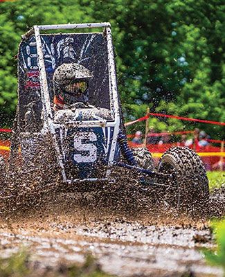 MSU's baja racing vehicle tackles a muddy racing course