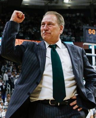 Tom Izzo first pumping to crowd
