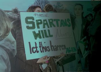 Sign at rally on the MSU in campus 2018