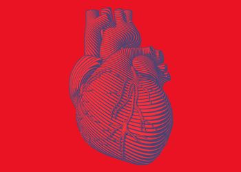 Illustrated heart on red background