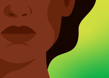 illustrated black woman on a gradient backdrop