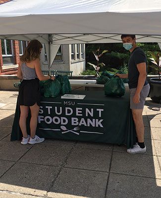 Students at food bank