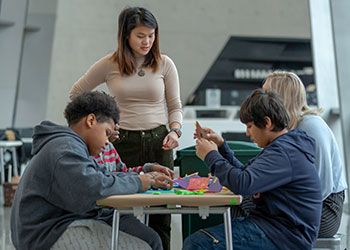 children doing art activities at the MSU Broad