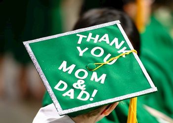 Graduate cap with text thanking parents