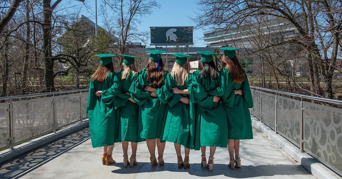 MSU Traditions Graduation Photo Landmarks Giving to Michigan State