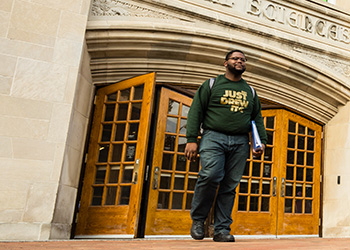 Growing up in Detroit, Lazarius Miller ('16) fell in love with science at an early age. A student at the the College of Natural Science, Miller is a first-generation student who will graduate debt-free. 