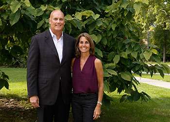 John and Becky Duffey pose on campus at MSU.