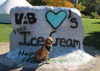 The Rock at MSU with dog