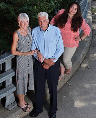 Photo of Alumna Lynn and Dean Fiegel (left) with FAME student Karla Nava-Lopez