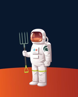 Illustrated Spartan astronaut on Mars