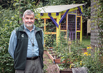 Photo of alumnus, plant biologist and MSU Herbarium supporter James Rodman at the Anna Smith Garden in Silverdale, Wash., where he volunteers.