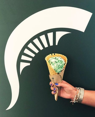 MSU Dairy Store ice cream in a waffle cone