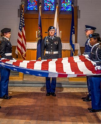 Memorial Day flag ceremony in the Alumni Memorial Chapel