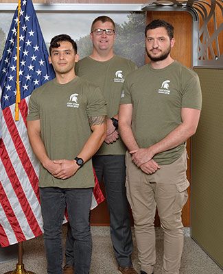 three students from the student veterans resource center