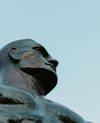 spartan statue close-up. 