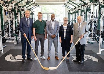 MSU Athletics and Forest Akers Trust leaders at Munn Ice Arena