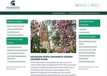 a screenshot of the homepage of the BNY Mellon landing page for MSU