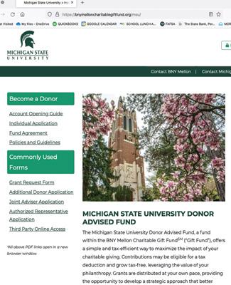 a screenshot of the homepage of the BNY Mellon landing page for MSU