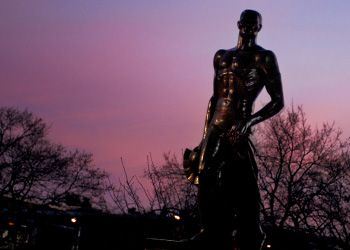 The Spartan Statue at Night
