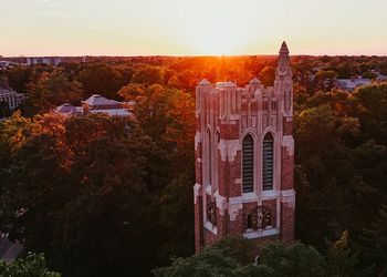 Sunrise over MSU's Beaumont Tower