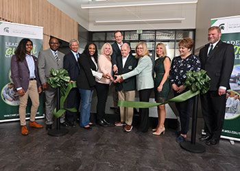 MSU leaders and School of Packaging donors cut the ribbon