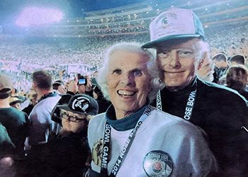 claudia and james prescott at the Rose Bowl in 2015