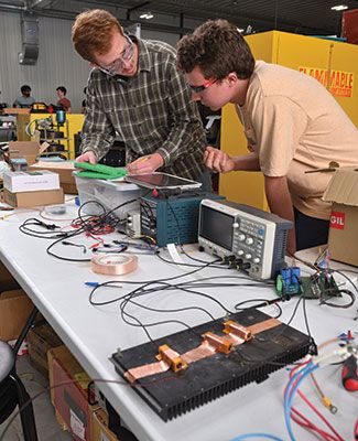 students work on projects inside the Demmer Engineering Center