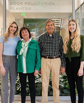 Mari Margaret and Ward Walstrom with two inaugural student awardees of the Walstrom Family Endowed Women’s Health Research Fund:  Roksolana Sudyk (left) and Shannon Harkins (right).