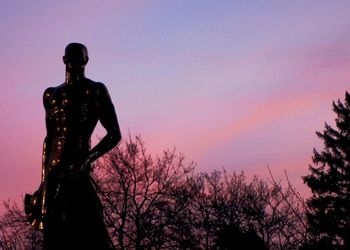 Spartan statue at dusk