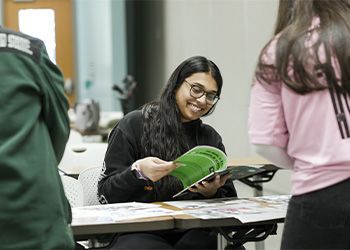 Anjali Konkipudi studies on campus.