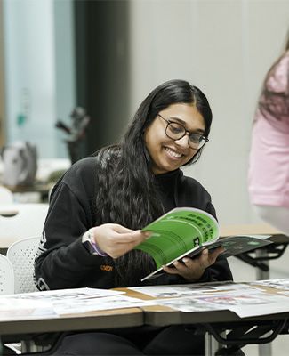 Anjali Konkipudi studies on campus.