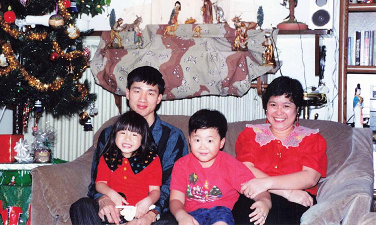 Marianne Chan as a child with her family on Christmas