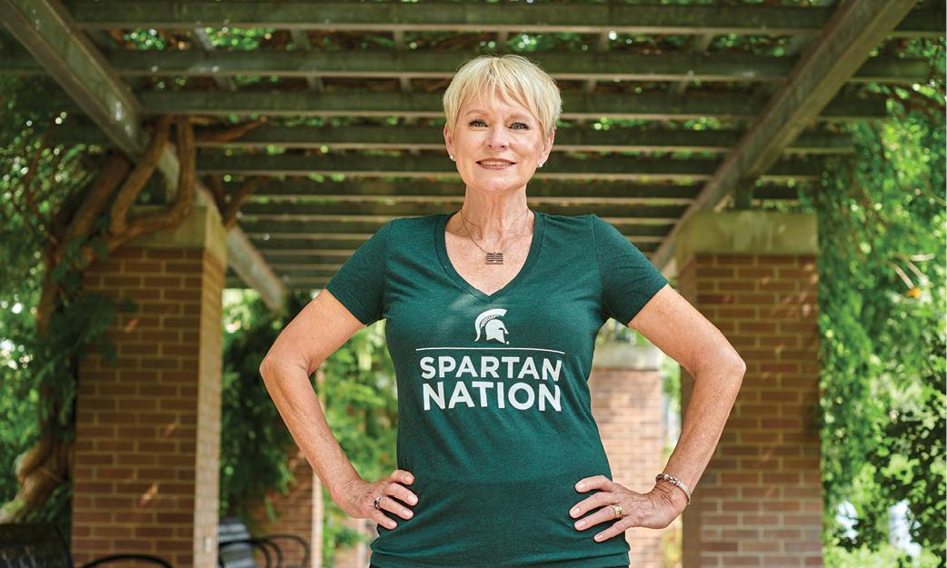 Judith Pearson wearing MSU t-shirt