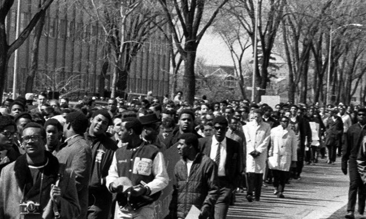 A march on campus, 1960s