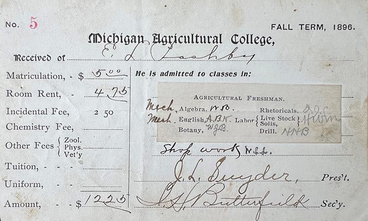 Michigan Agricultural College 1896