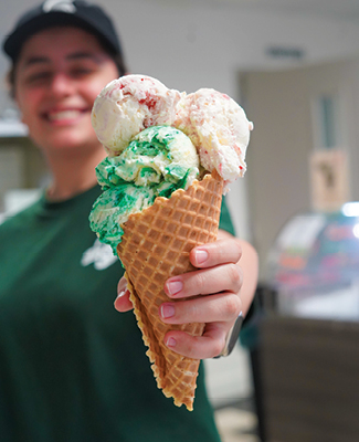 Scoop on a waffle cone