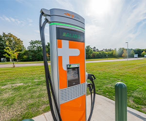 One of the new DC fast-charging EV stations