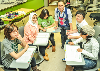 Group of ELC students studying