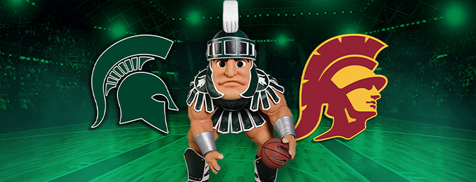 [Banner: MSU at USC Basketball Pep Rally]